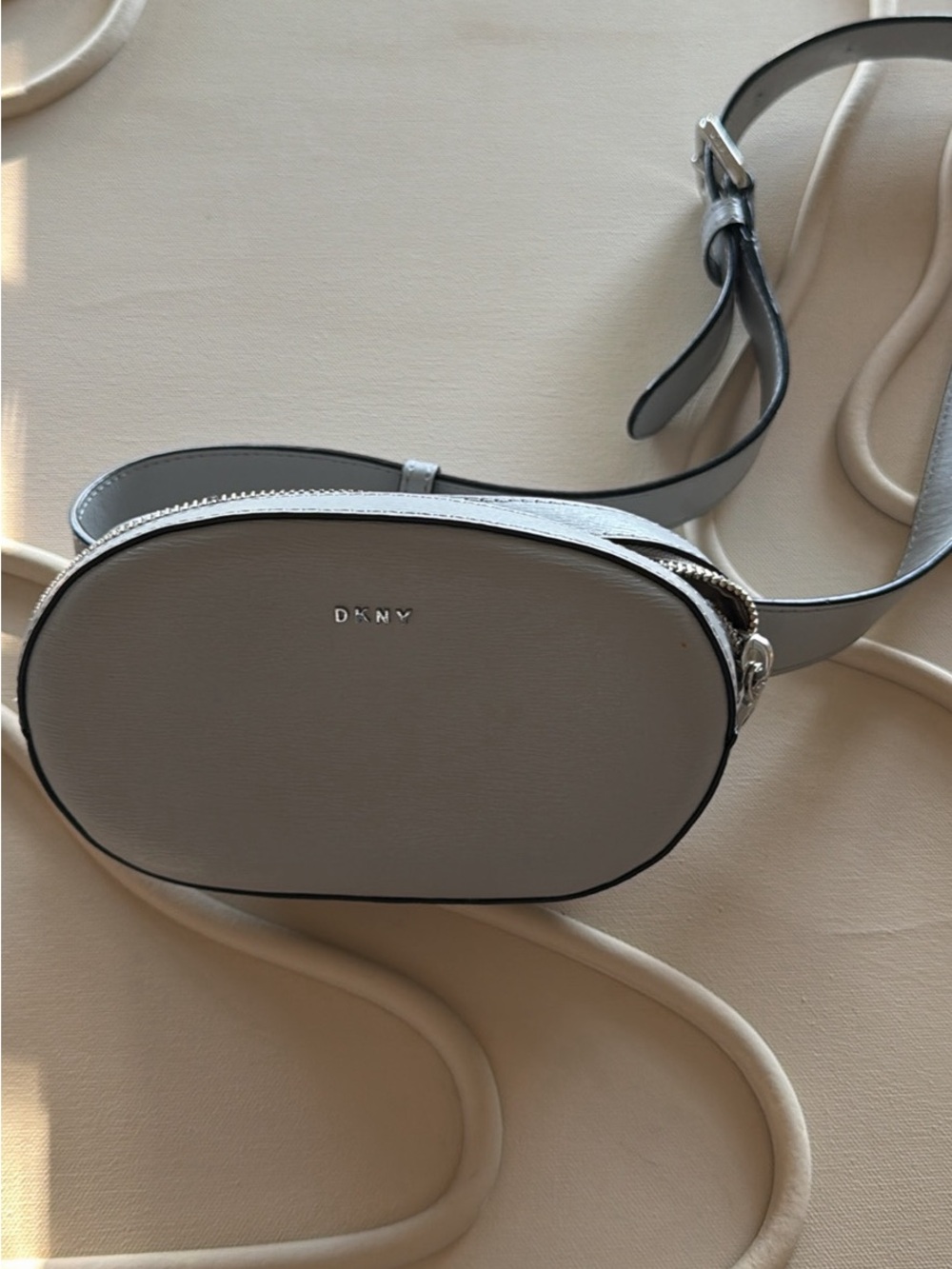 DKNY Grey Leather Crossbody Belt Bag